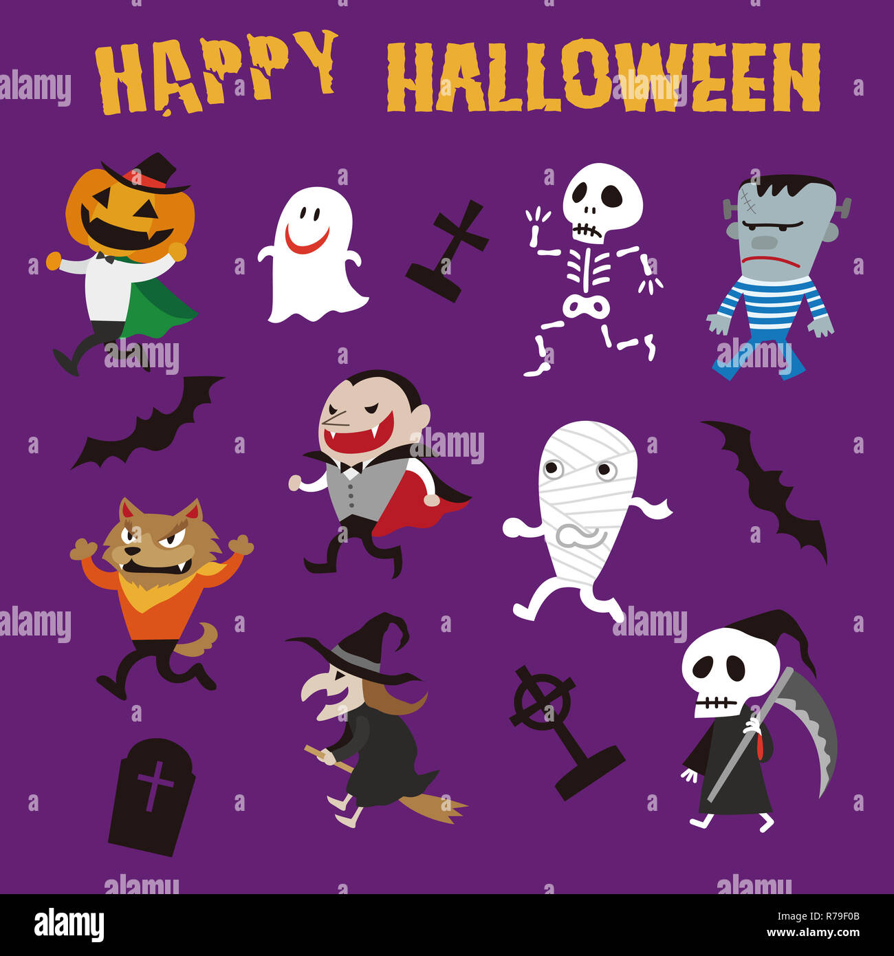 Ilustración de los monstruos de Halloween Fotografía de stock - Alamy