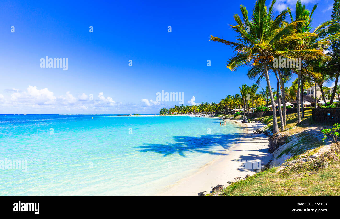 Paraíso Tropical en la isla Mauricio. Foto de stock