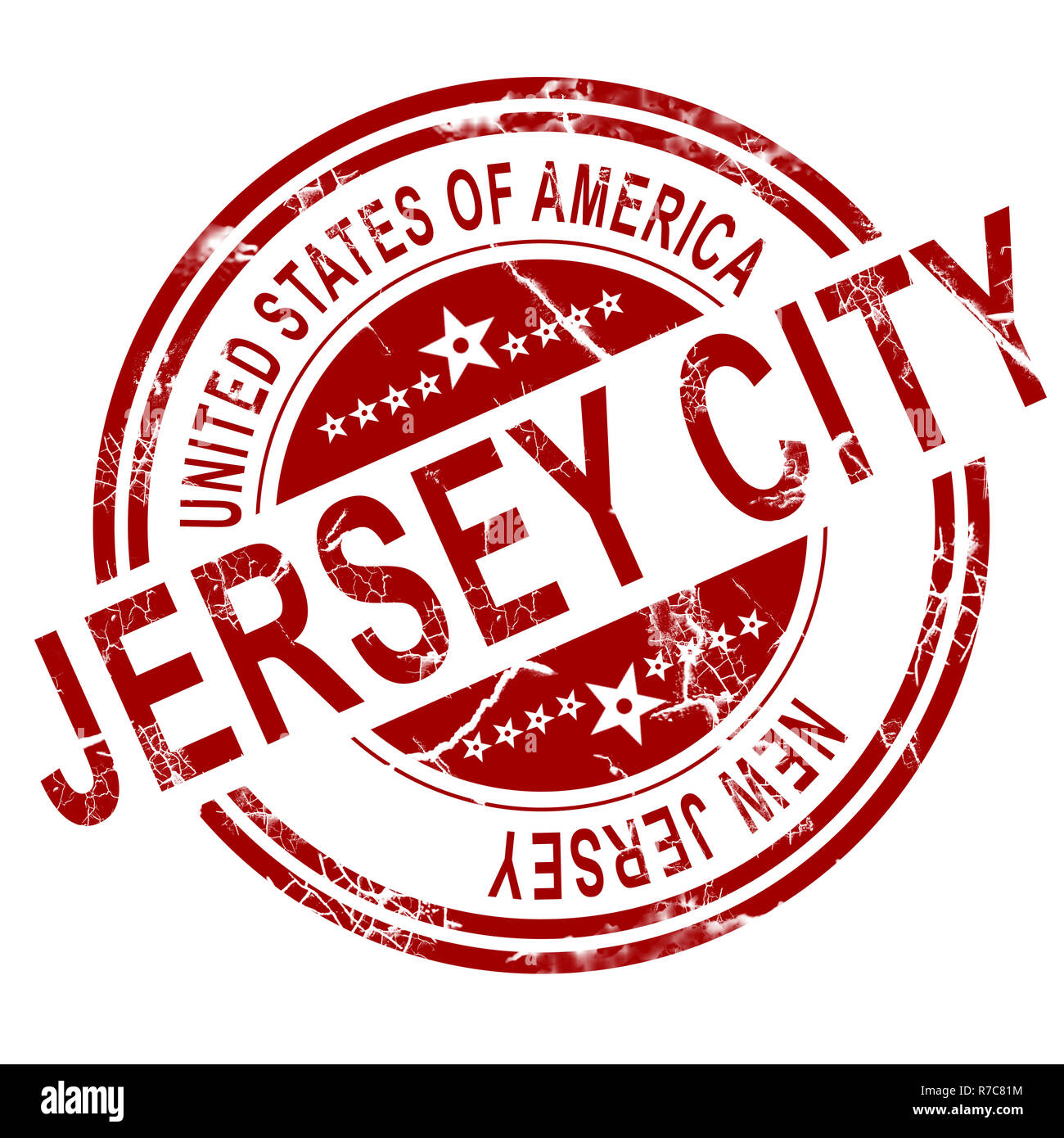 Sello de la ciudad de Jersey con fondo blanco. Foto de stock