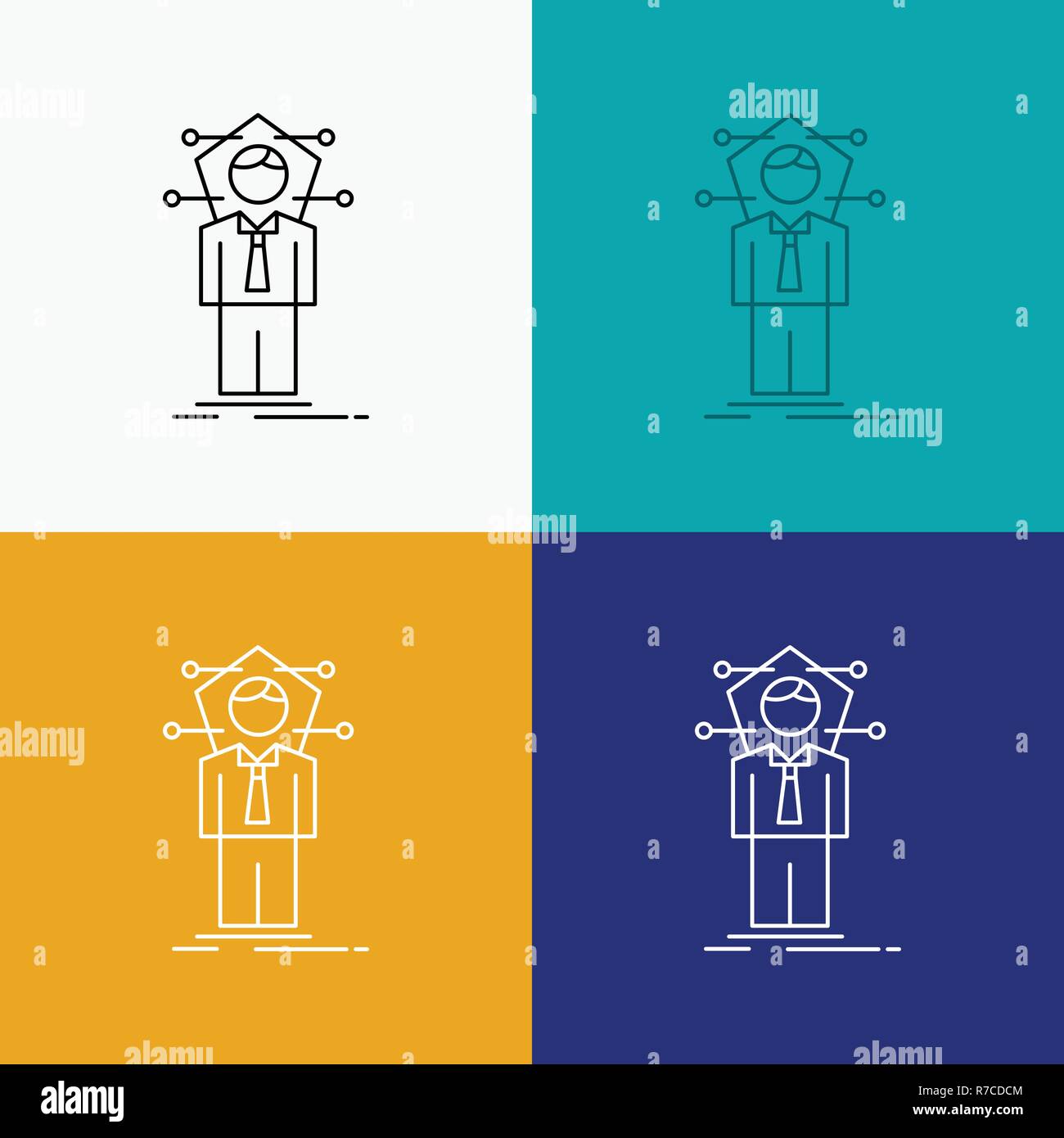 Negocios, conexión humana, red, icono de la solución a través de diversos antecedentes. Diseño de estilo de línea, diseñado para web y app. 10 ilustración vectorial EPS Ilustración del Vector
