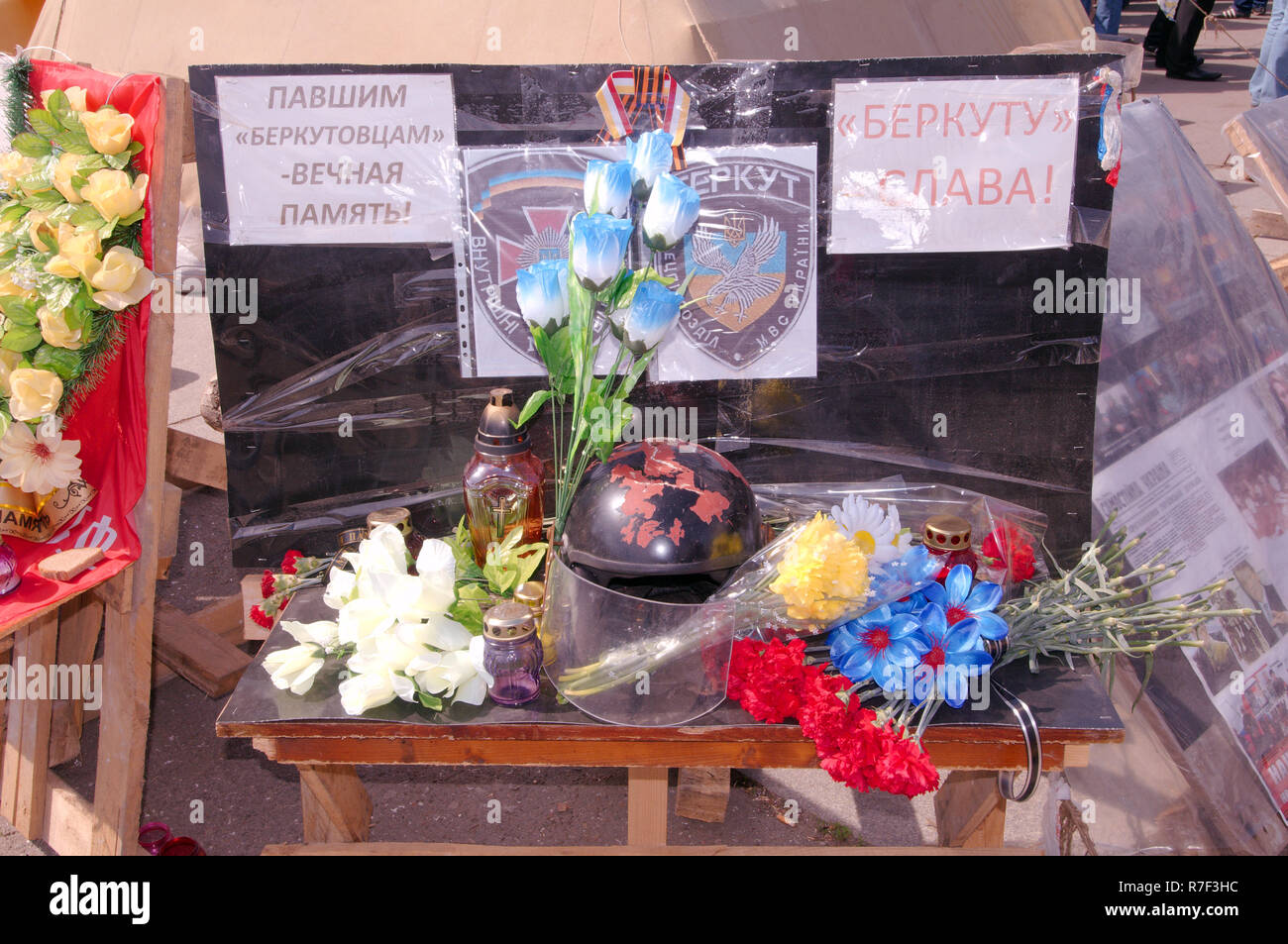 Ucrania conflicto, reunión de la protesta de la Asamblea del Pueblo, campo Kulikovo Antimaidan, Odessa, Ucrania Foto de stock