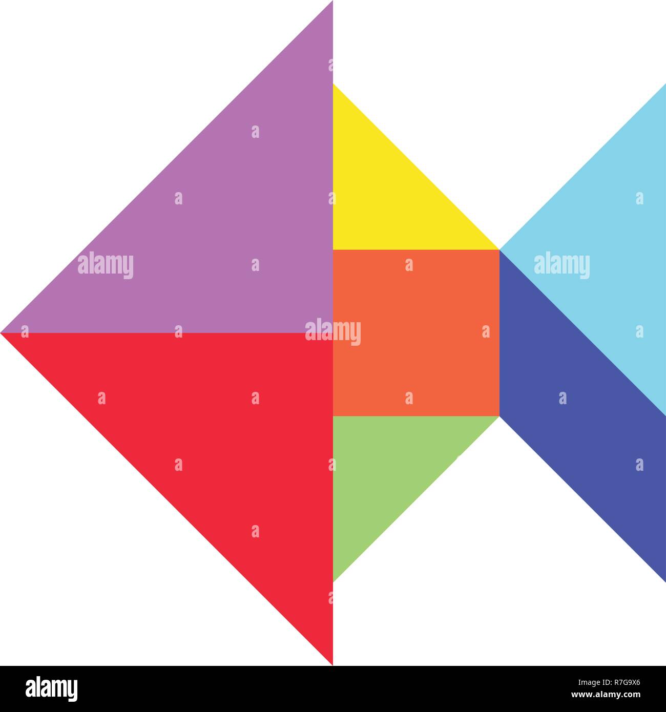 Tangram en forma de peces de colores sobre un fondo blanco (Vector Imagen  Vector de stock - Alamy