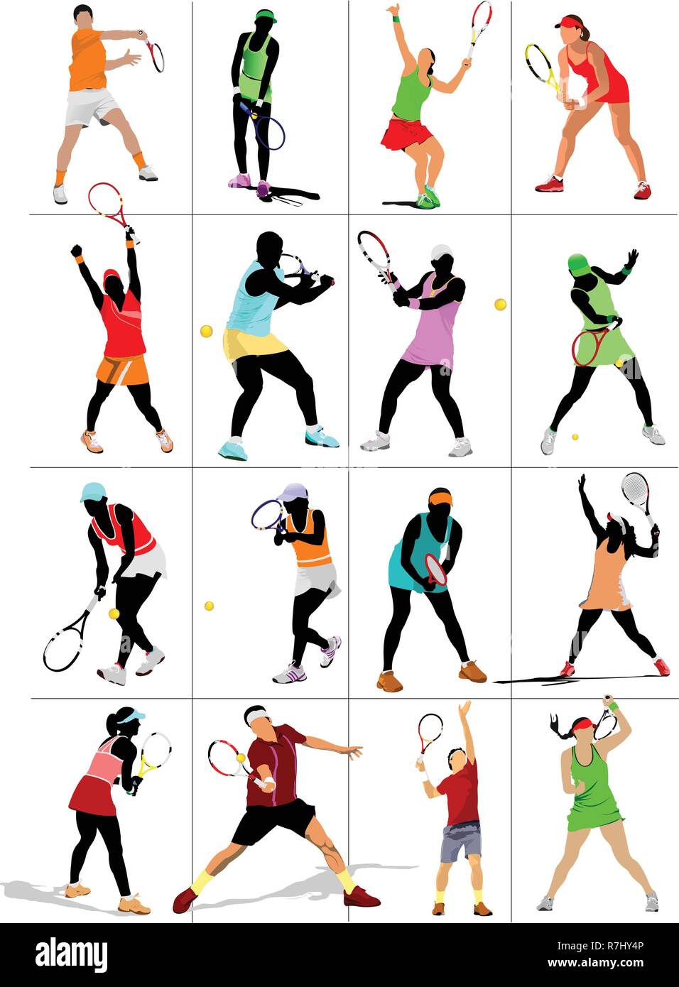 Jugadores de tenis Ilustración del Vector
