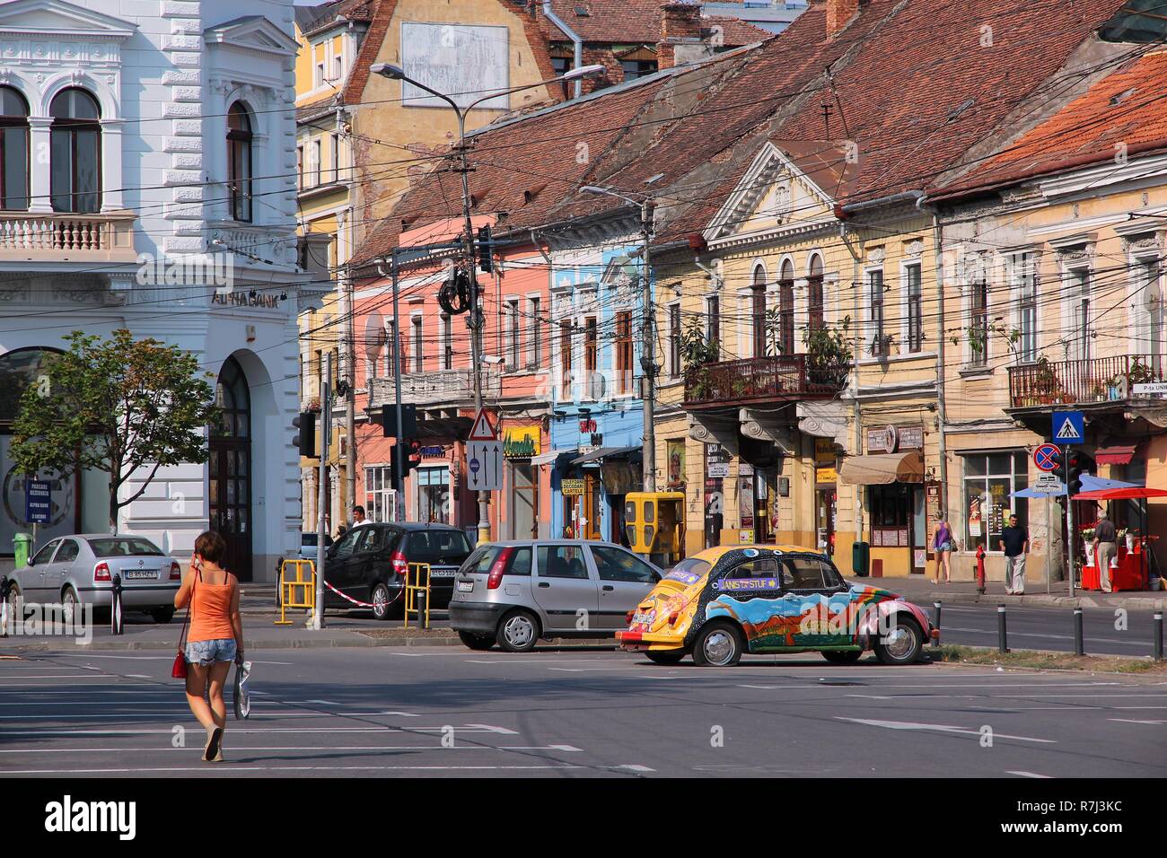 Cluj Napoca Rumania Agosto 26 Personas Visitar El Casco Antiguo De La Ciudad El 26 De