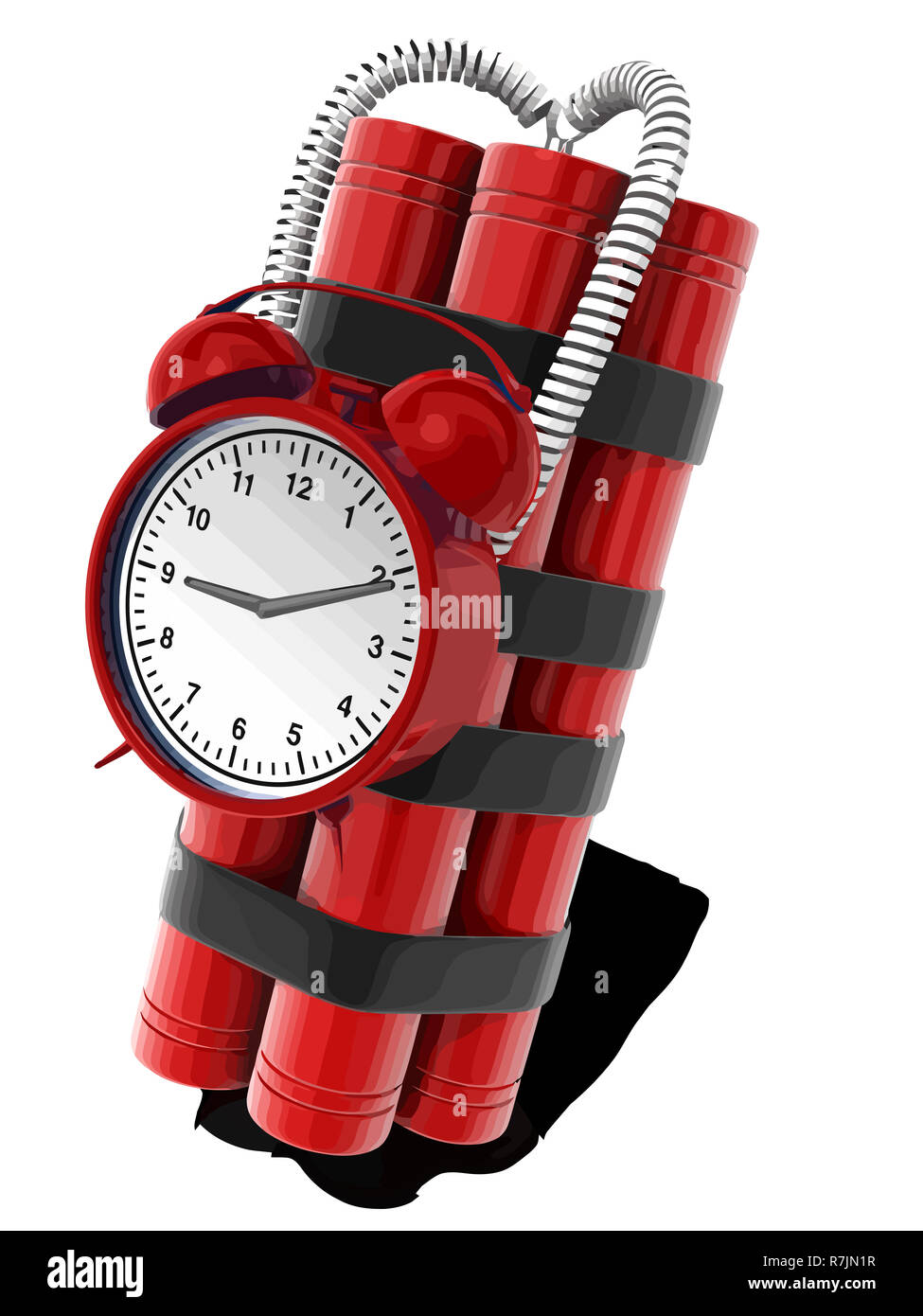 Bomba de dinamita, color rojo reloj temporizador de cuenta regresiva  ilustración Fotografía de stock - Alamy