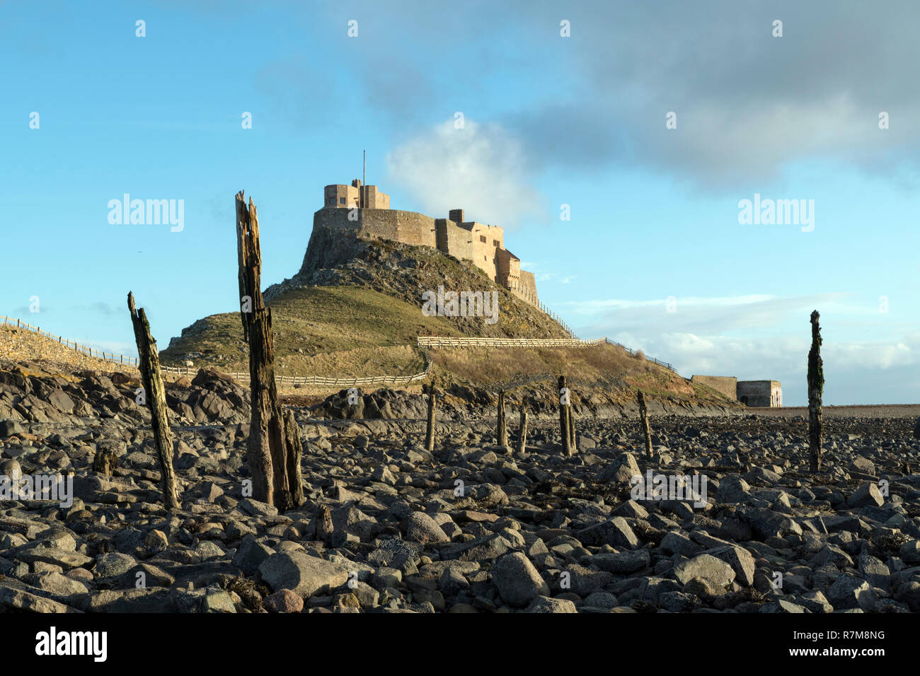 Castillo de Lindisfarne, Holy Island, Northumberland Foto de stock