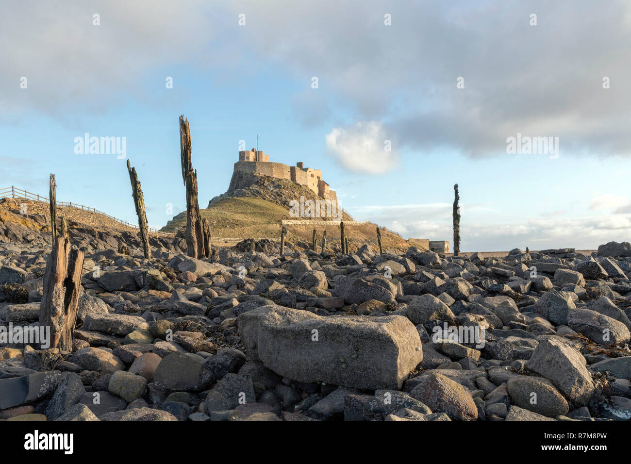 Castillo de Lindisfarne, Holy Island, Northumberland Foto de stock