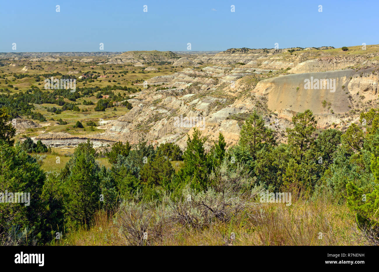 Badlands Panorama al Parque Nacional Theodore Roosevelt en Dakota del Norte Foto de stock