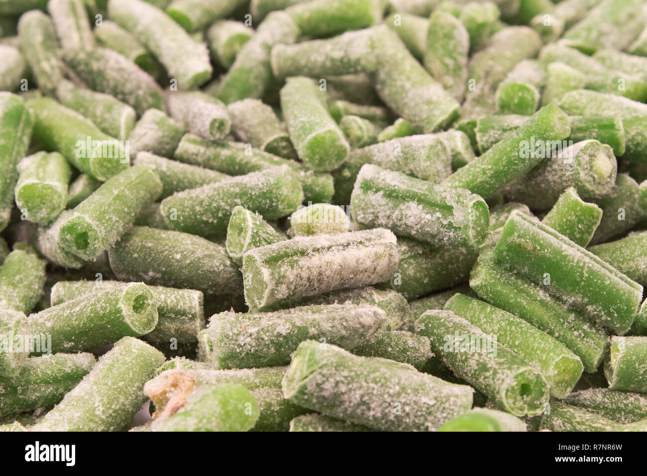 Judías verdes congeladas vegetableheap como fondo Foto de stock