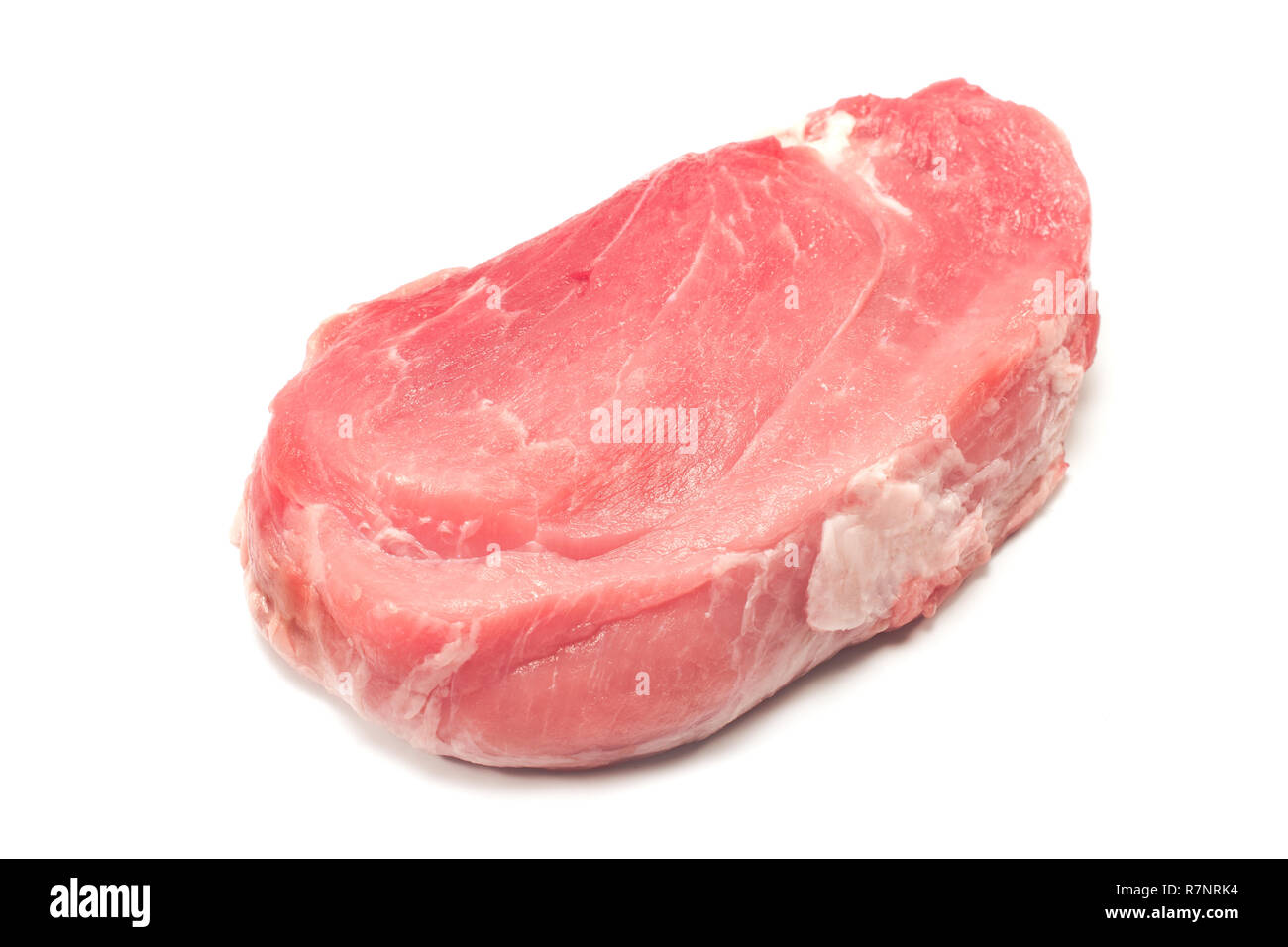 La carne de cerdo cruda aislado sobre fondo blanco. Foto de stock