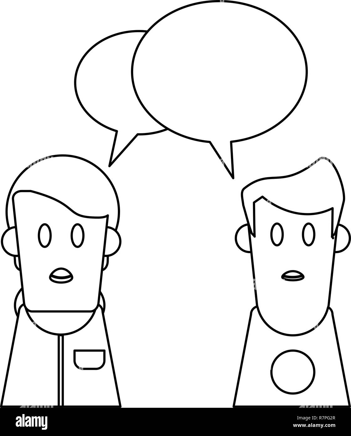 Personas hablando caricatura en blanco y negro Imagen Vector de stock -  Alamy