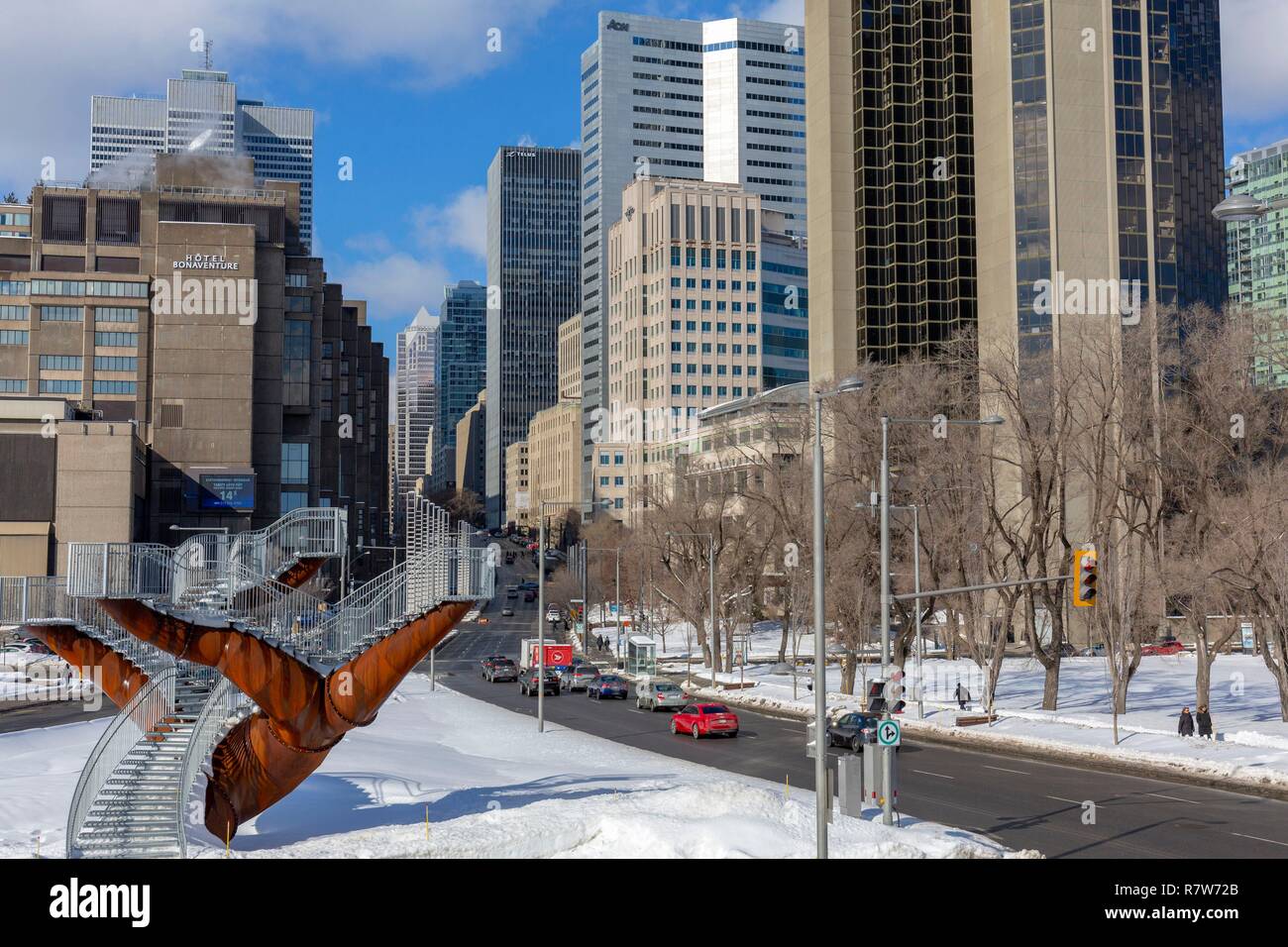 Canadá, provincia de Quebec, Montreal, el nuevo Robert Bourassa Boulevard, las dendritas, obra 