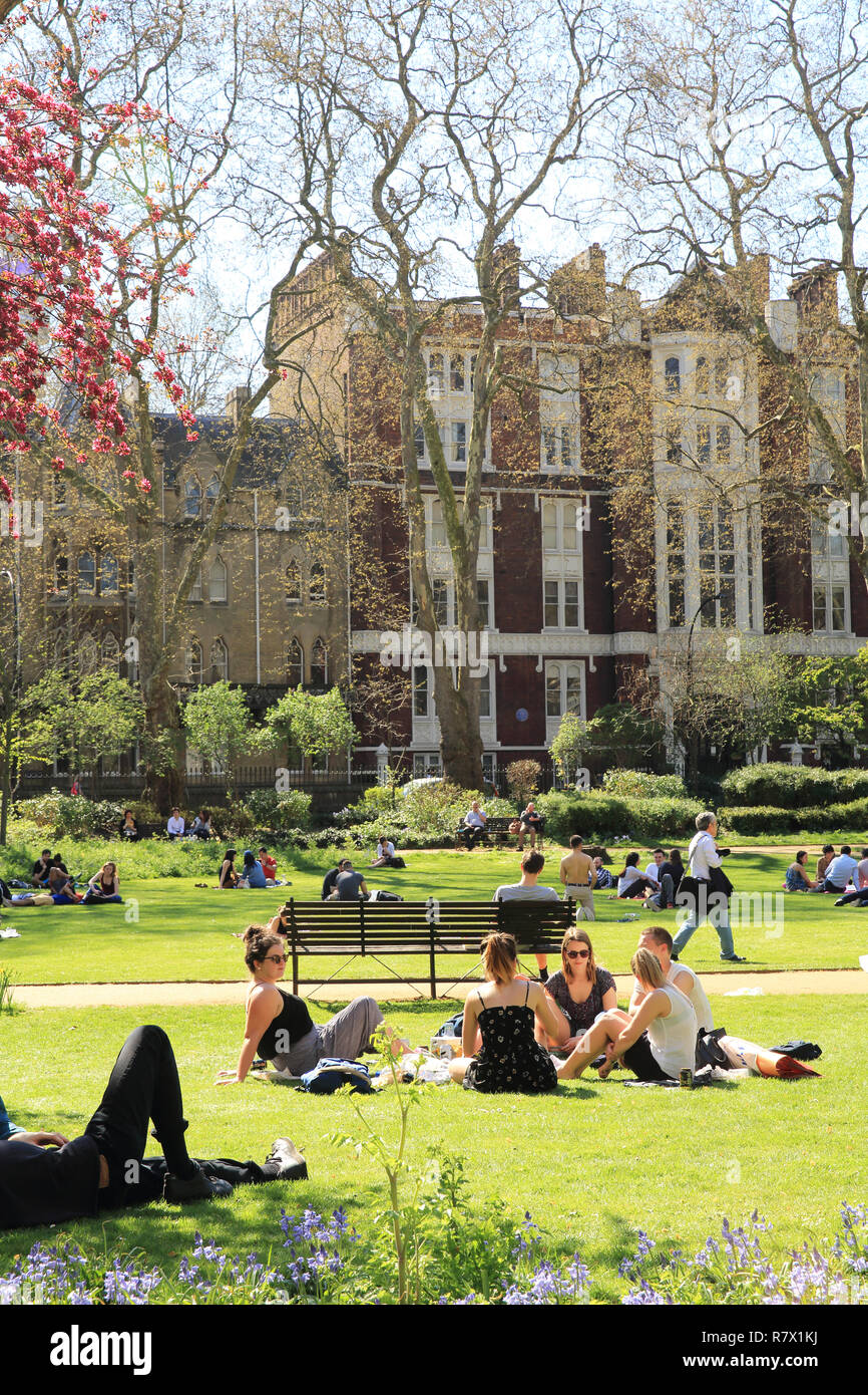 Gordon Square Gardens es parte del Bedford Estate en Bloomsbury, y pertenece a la Universidad de Londres, en el REINO UNIDO Foto de stock