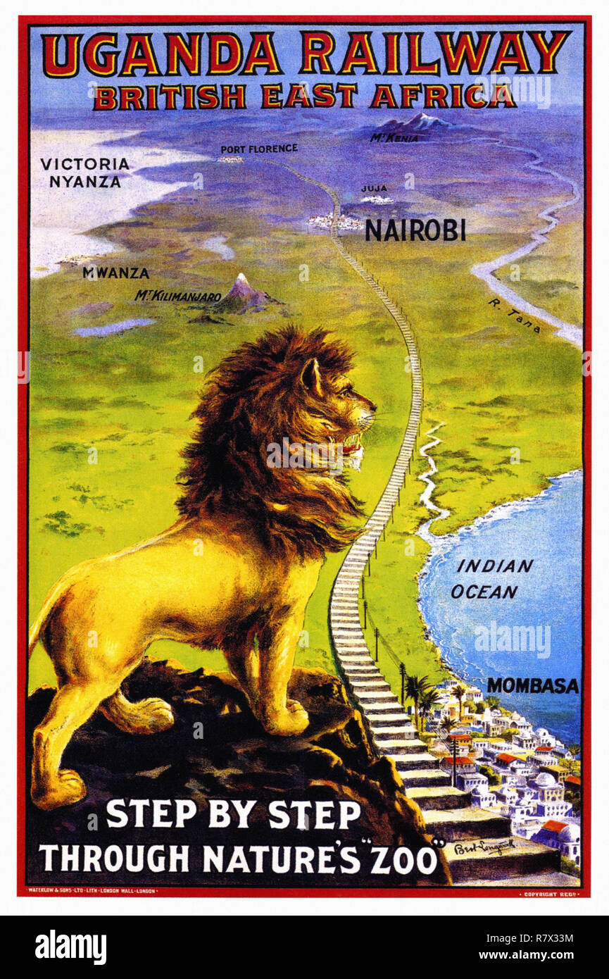 El África Oriental Británica Ferrocarril de Uganda - Viajes Vintage Poster Foto de stock
