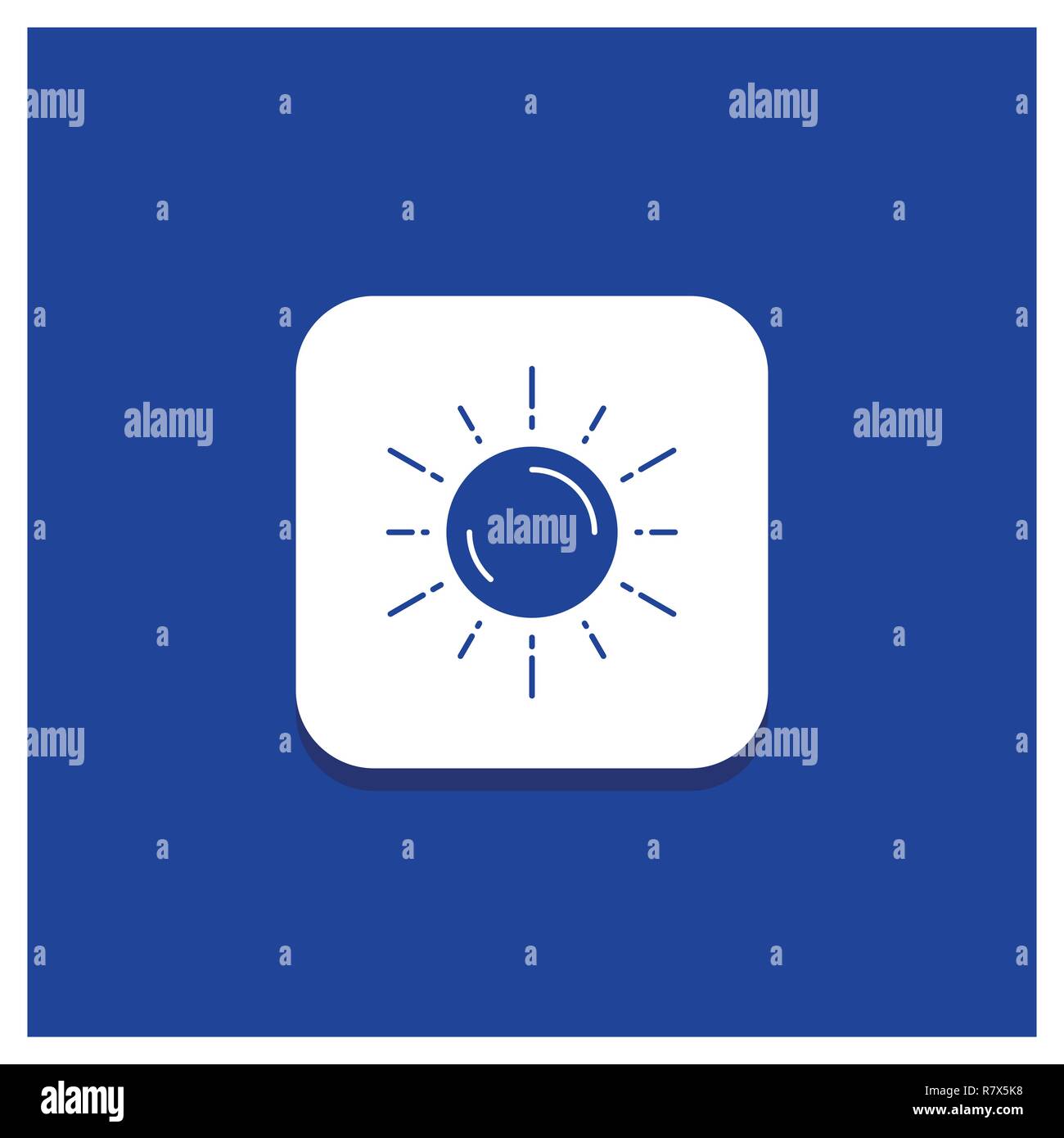 Botón redondo azul para sol, espacio, planeta, astronomía, meteorología glifo icono Ilustración del Vector