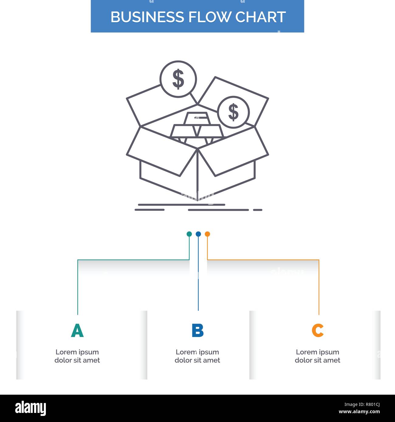 Caja de Ahorros, presupuesto, el dinero, el crecimiento del flujo de  trabajo de diseño gráfico con 3 pasos. Icono de línea para la presentación  Plantilla de fondo para el texto Imagen Vector