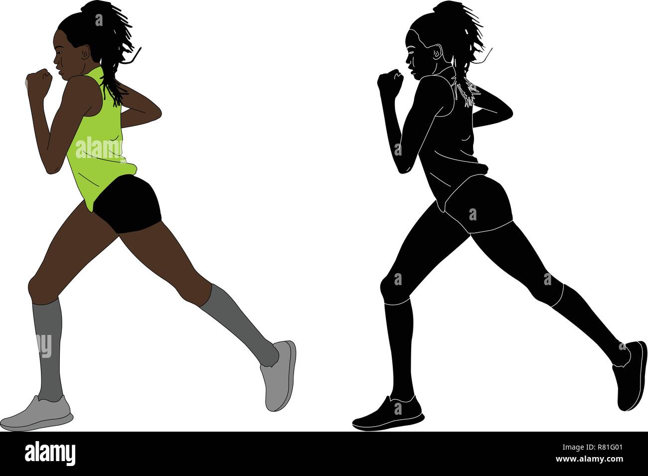 Corredor de maratón femenino - ilustración vectorial Ilustración del Vector