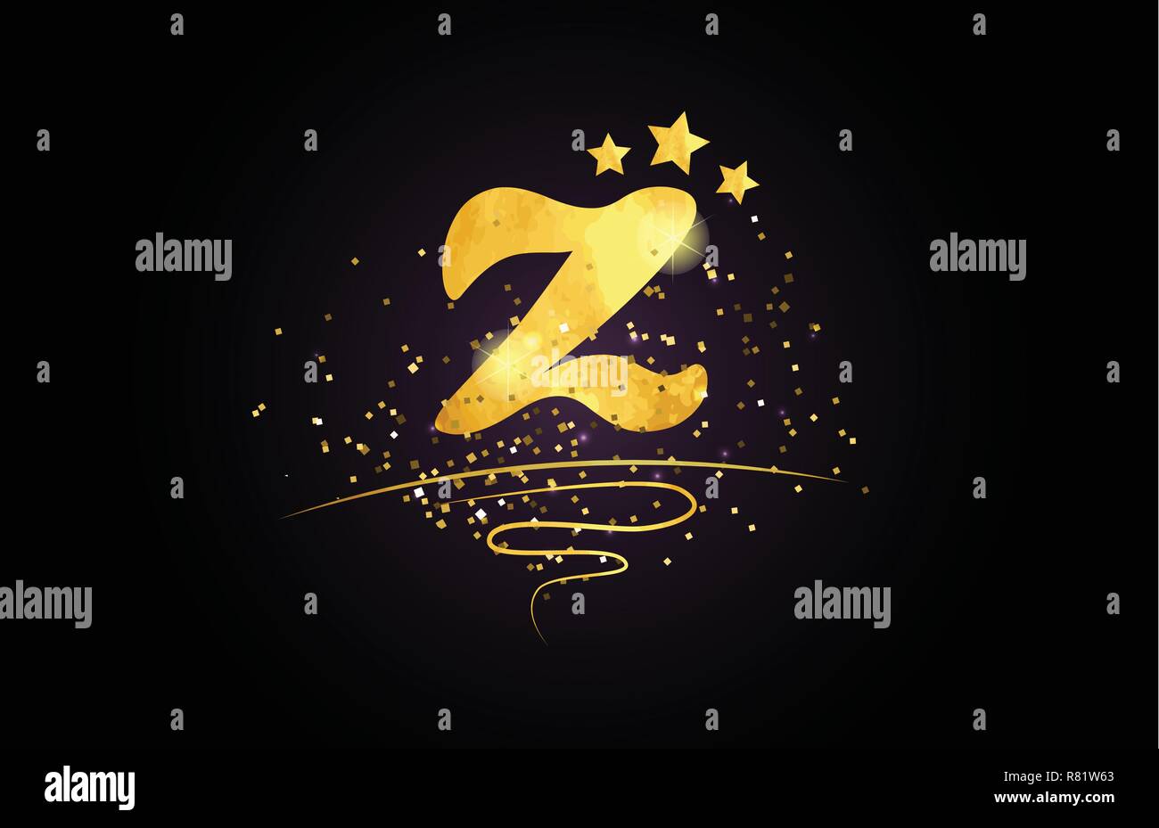 Letra Z Alfabeto Con Estrellas Doradas Y El Color Adecuado