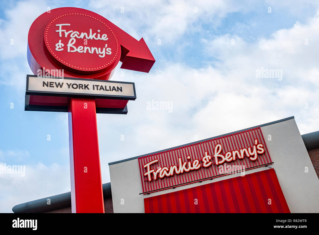 Frankie & Benny's restaurant signo, Inglaterra Foto de stock