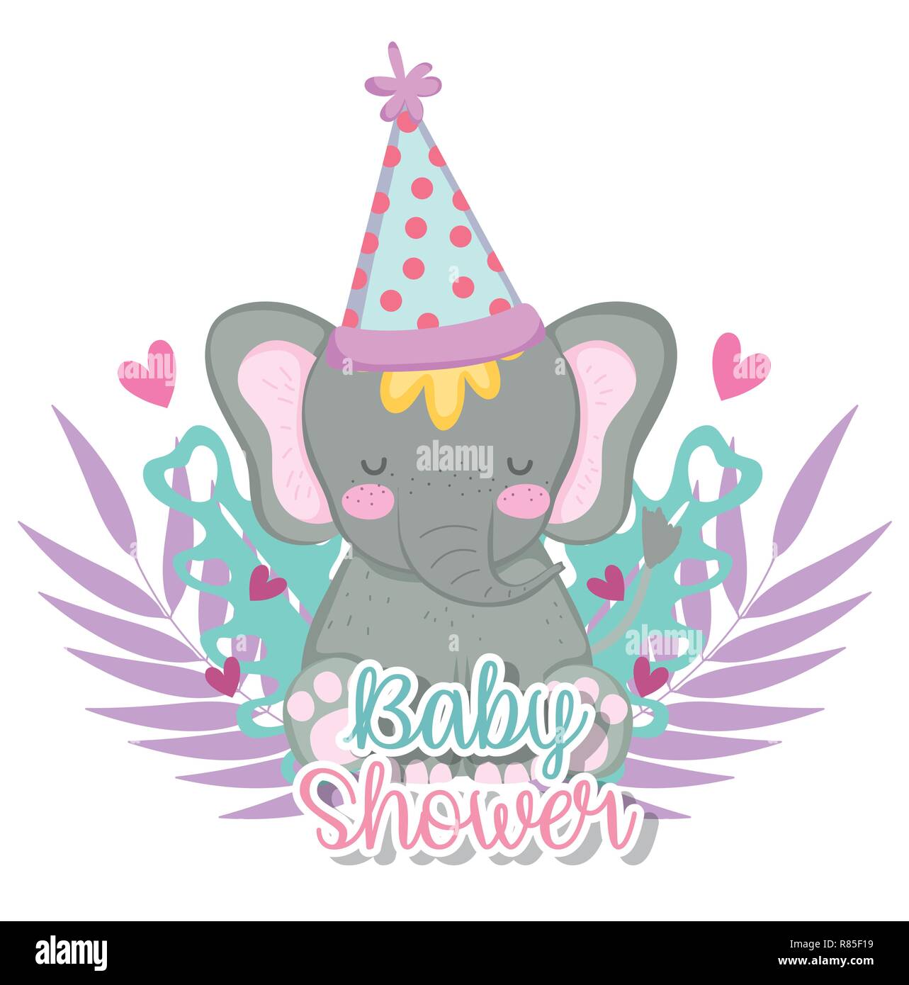 Elefante con sombrero para baby shower celebración Imagen Vector de stock -  Alamy