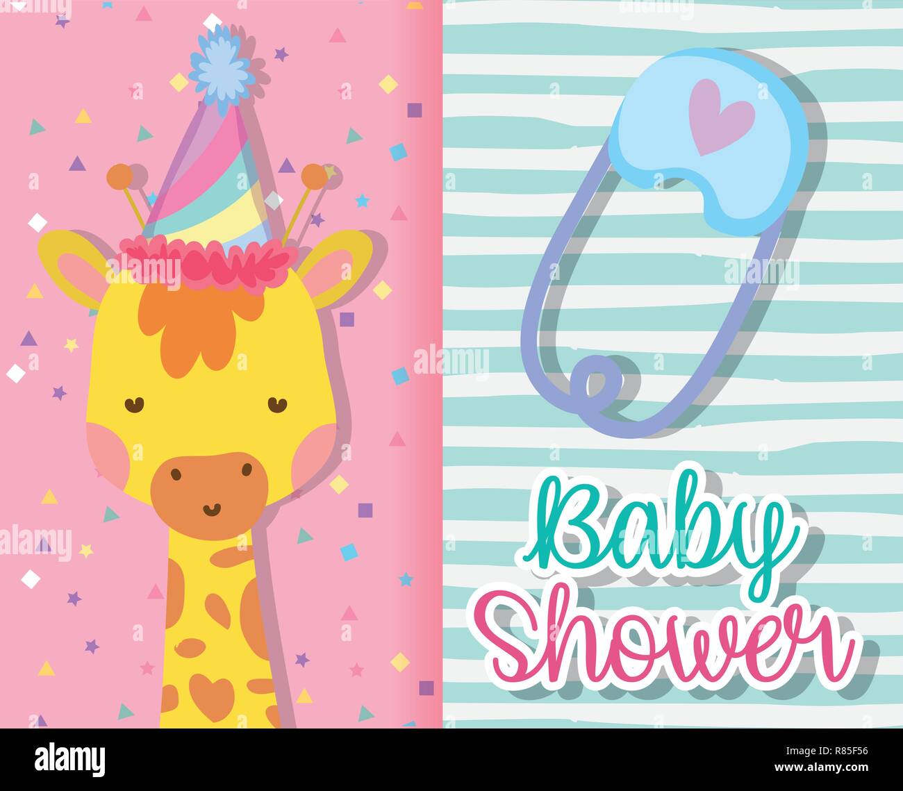 Jirafa tarjeta invitación en la decoración para baby shower Imagen Vector de  stock - Alamy