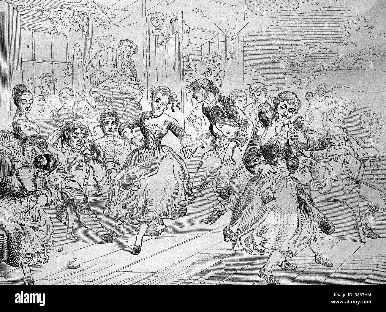 Mejor reproducción digital, el Coronel Ichabod Crane Bennett, 1787-1857, en una fiesta, Ichabod Crane Bennett bei einem Ball, de una impresión original desde el año 1855 Foto de stock