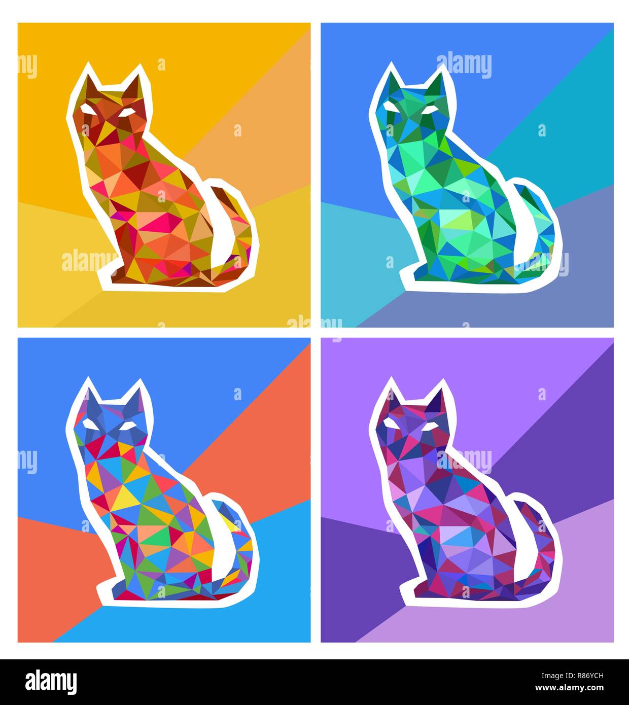Resumen poligonal gatos de colores. La figura geométrica de un hipster.  Diseño de camisetas y postales, invitaciones Imagen Vector de stock - Alamy