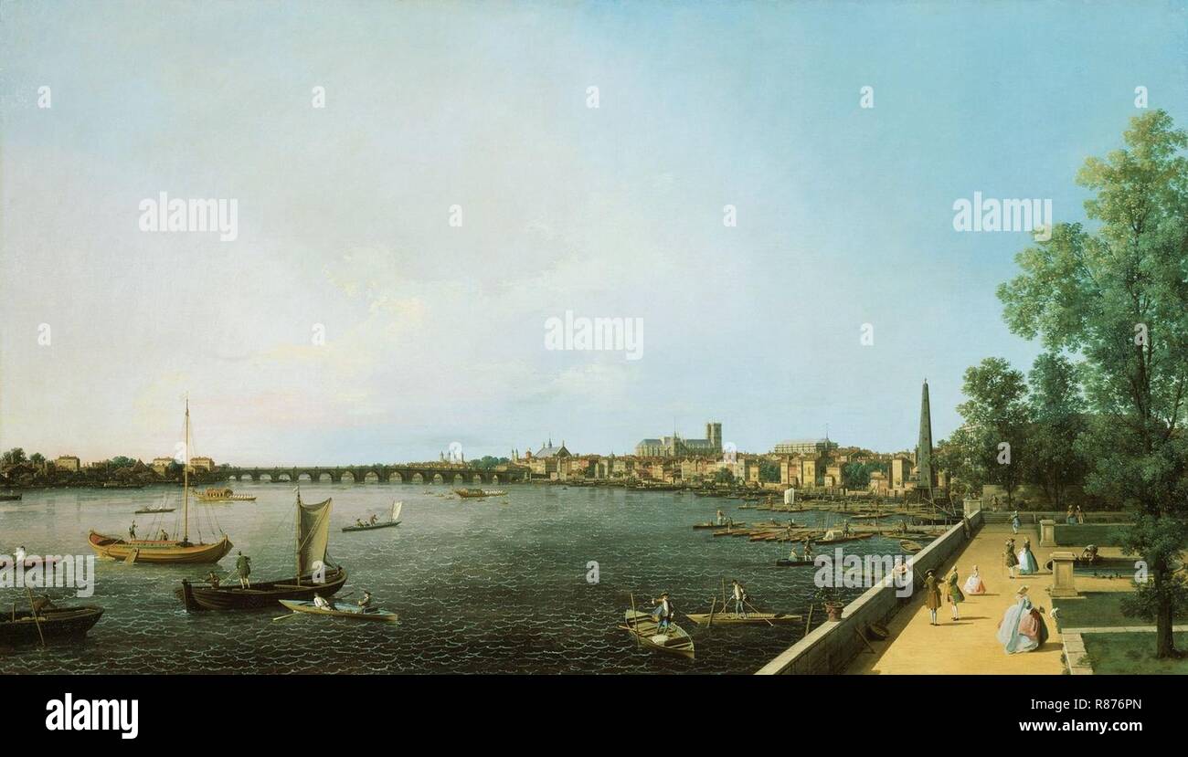 Canaletto - Londres, el Támesis desde Somerset House Terraza hacia Westminster. Foto de stock
