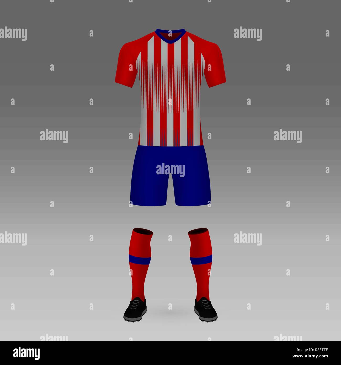 Kit de fútbol Atletico Madrid, camisa plantilla para un jersey de fútbol.  Ilustración vectorial Imagen Vector de stock - Alamy