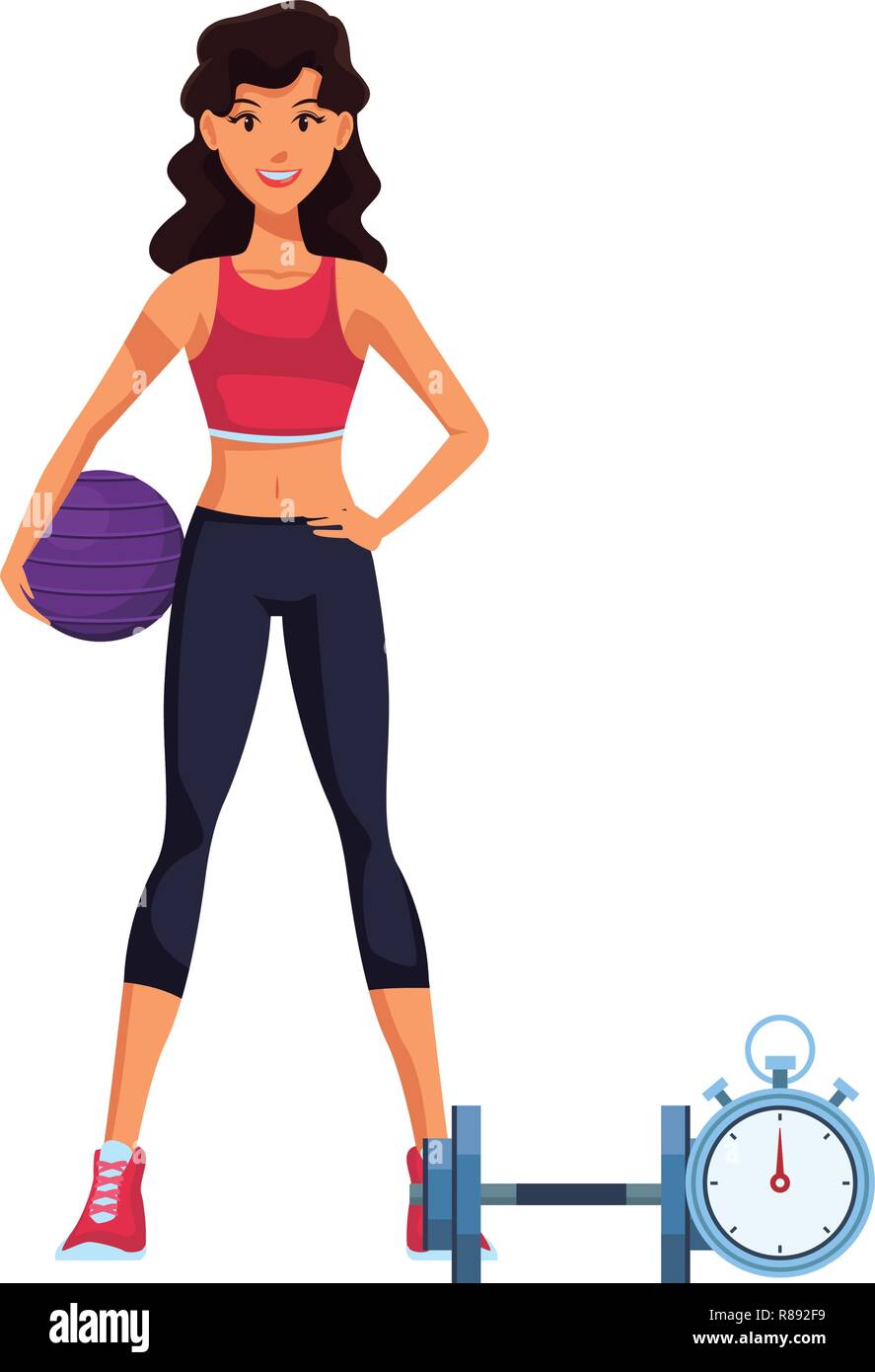 Mujer Fitness cartoon Imagen Vector de stock - Alamy