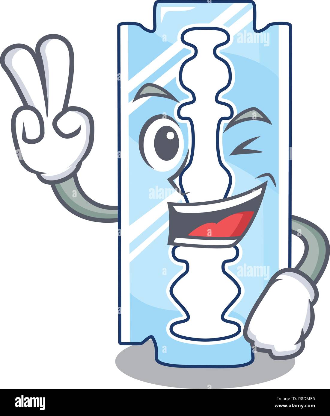 Una hoja de afeitar con dos dedos en forma de dibujos animados Imagen  Vector de stock - Alamy