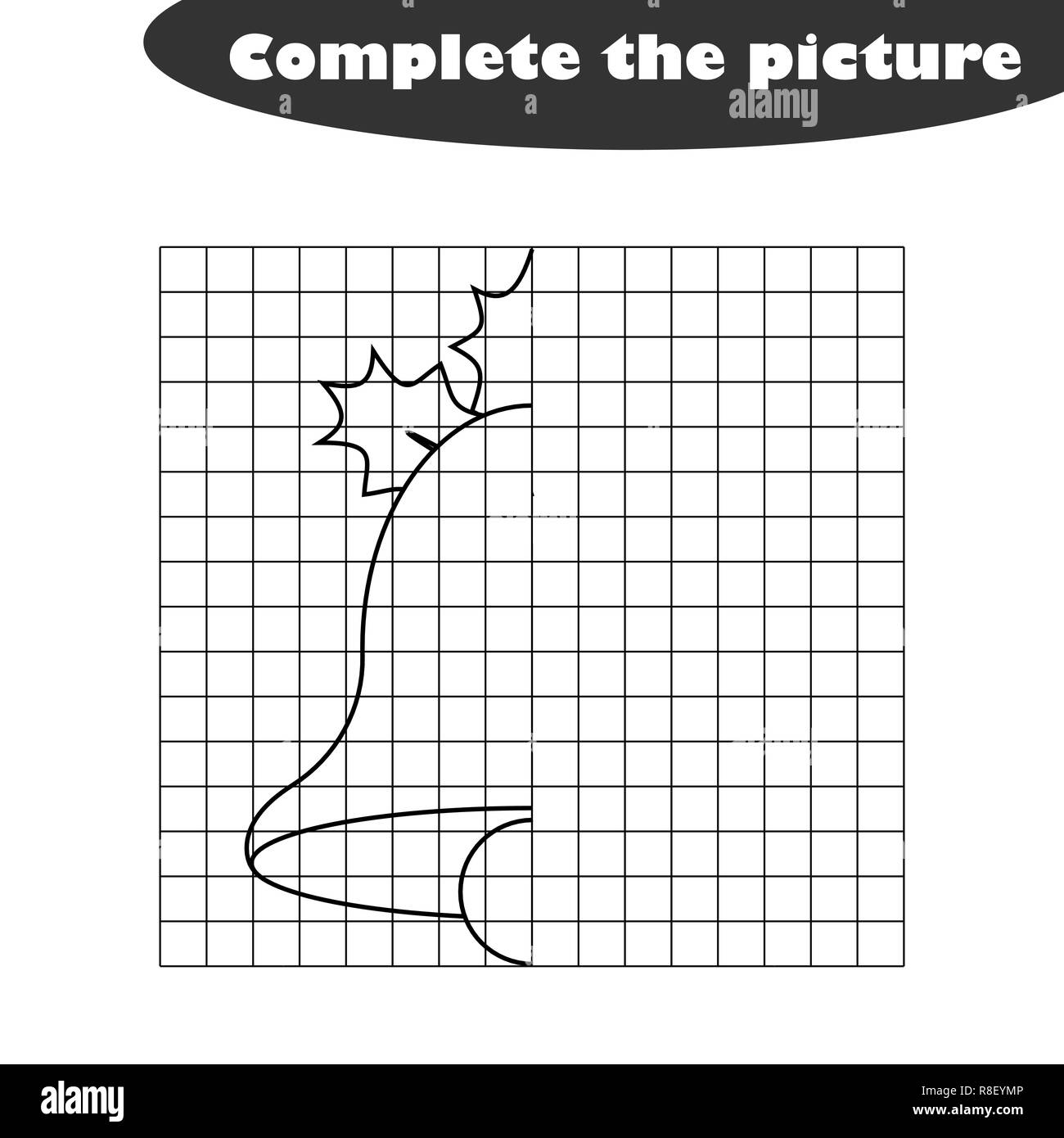 Completar la fotografía, caricatura en blanco y negro campana de Navidad, entrenamiento de habilidades de dibujo, juego educativo para el desarrollo de los niños, los niños en edad preescolar, la actividad de Completar la fotografía, caricatura en blanco y negro campana de Navidad, entrenamiento de habilidades de dibujo, juego educativo para el desarrollo de los niños, los niños en edad preescolar, la actividad de