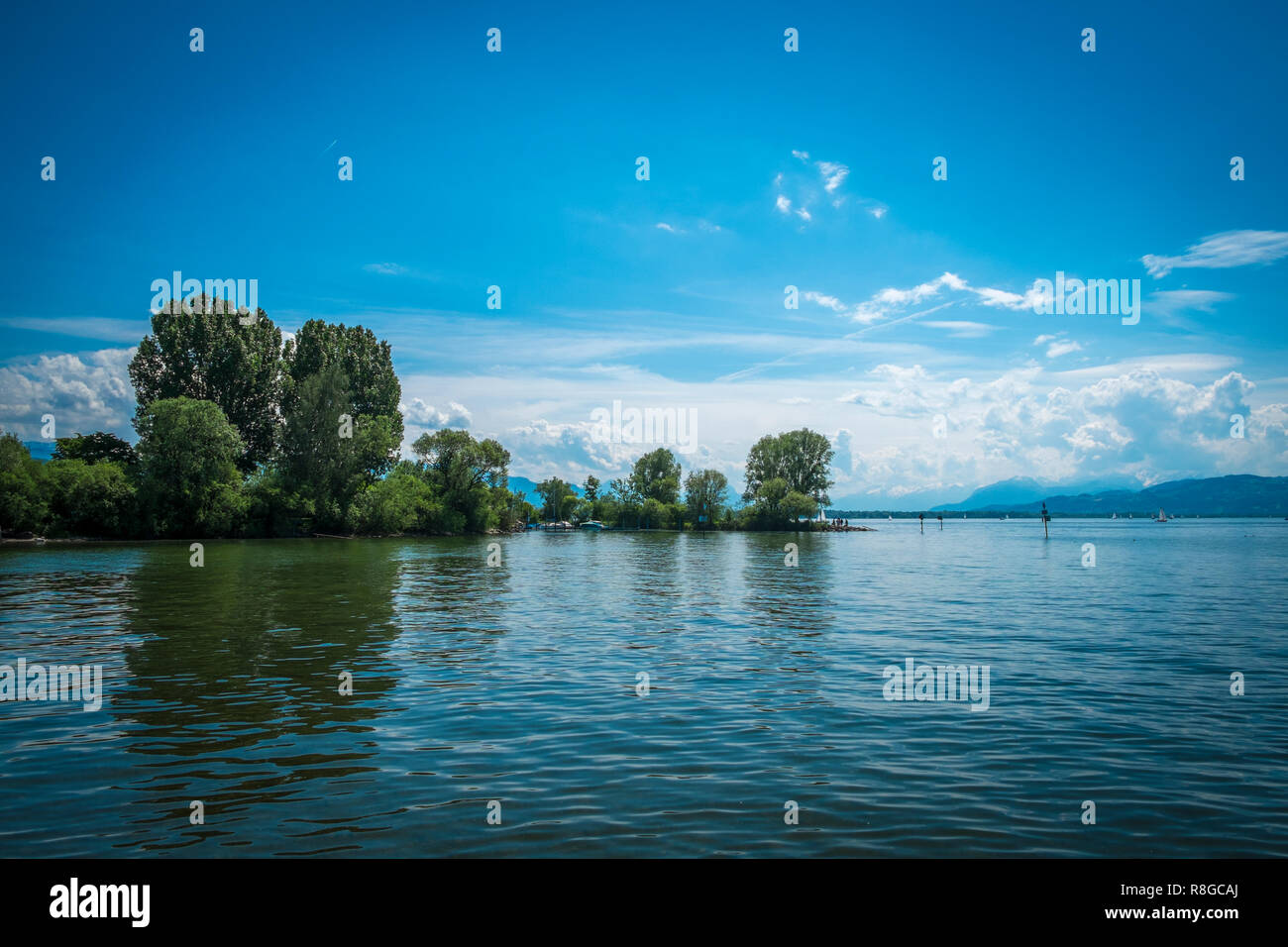 En Leiblachmündung den Bodensee, Österreich, Deutschland Foto de stock