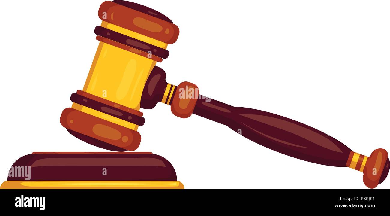 Juez icono de martillo. Caricatura del juez martillo icono vectoriales