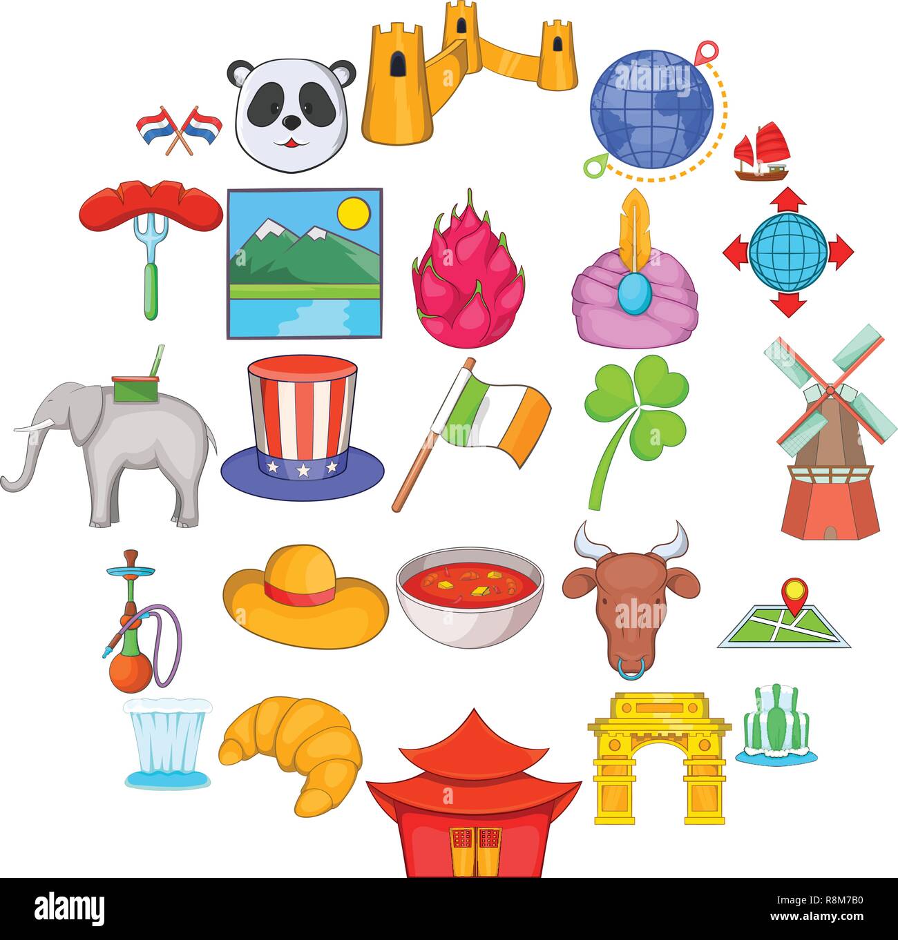 Los países del mundo, el conjunto de iconos de estilo de dibujos animados  Imagen Vector de stock - Alamy