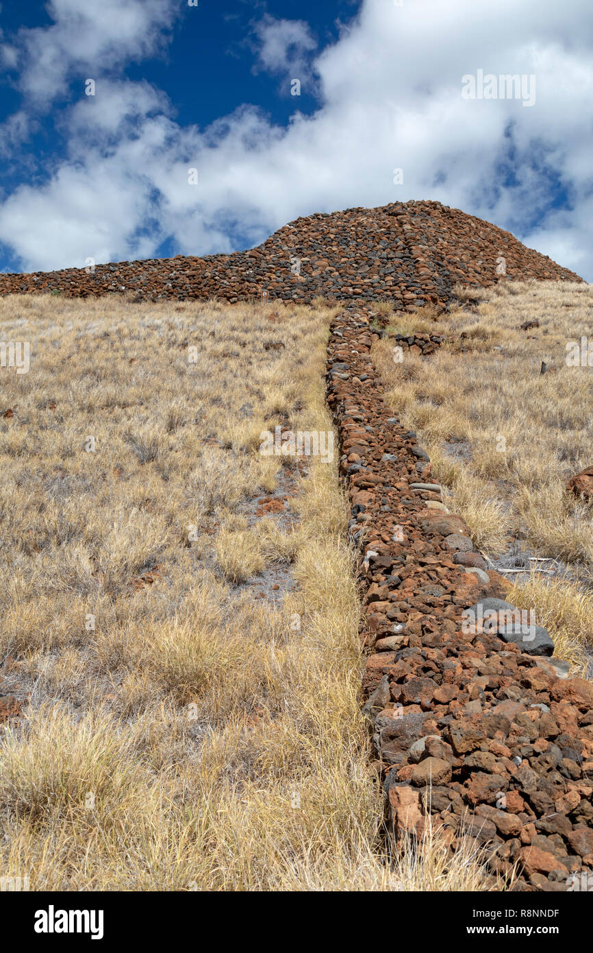 Kawaihae, Hawaii - Pu'ukohola Heiau National Historic Site. Los heiau, o el templo, fue construido en 1790-91 por Kamehameha el Grande, quien se convirtió en el primer k Foto de stock