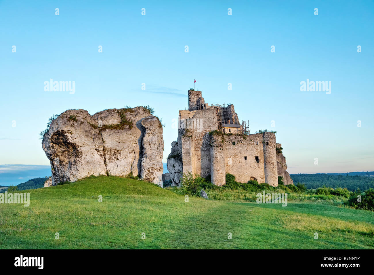 Ruinas abandonadas de 14th-century Mirow Castillo, Voivodato de Silesia, Polonia Foto de stock