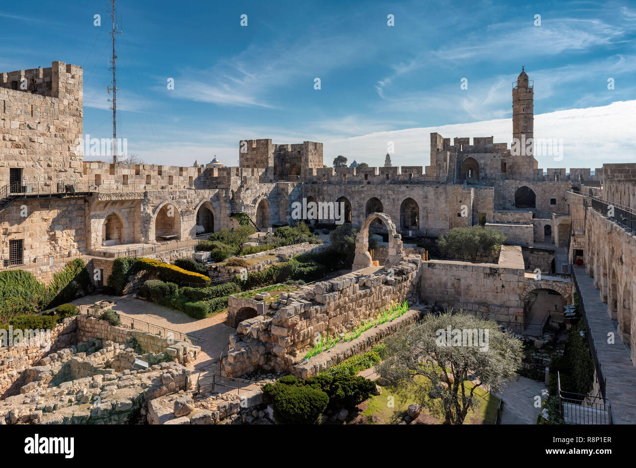 La torre de David en la ciudad vieja de Jerusalén, Israel. Foto de stock