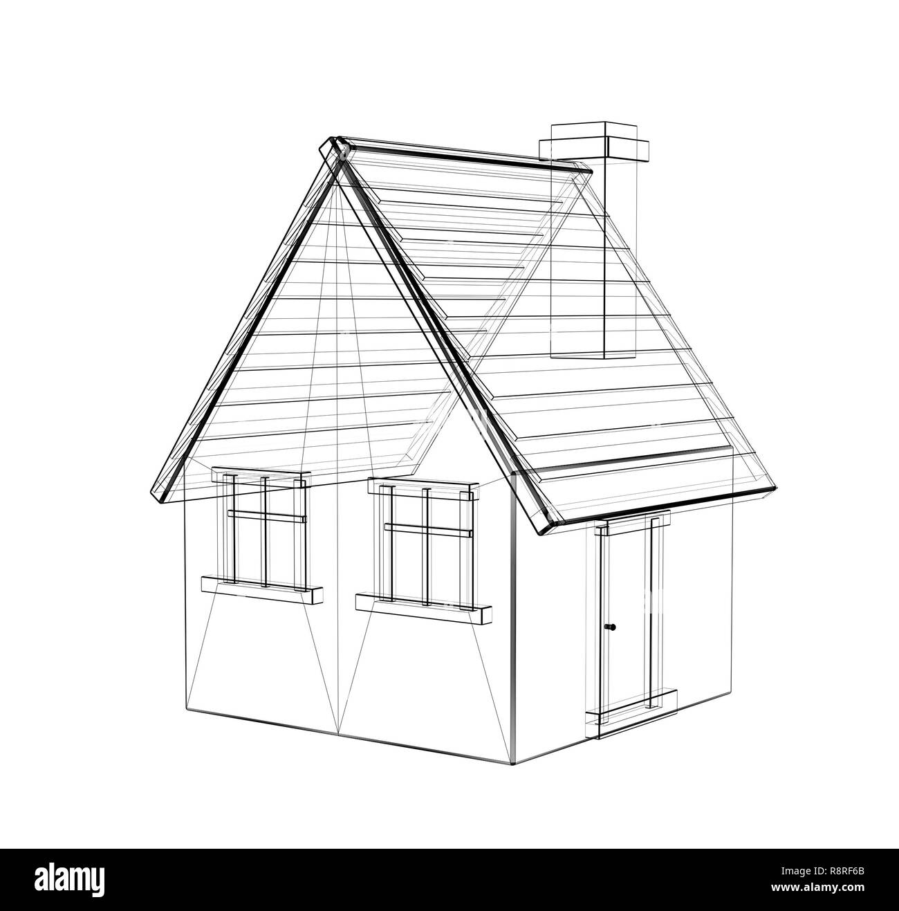El dibujo 3D de una casa rural Fotografía de stock - Alamy