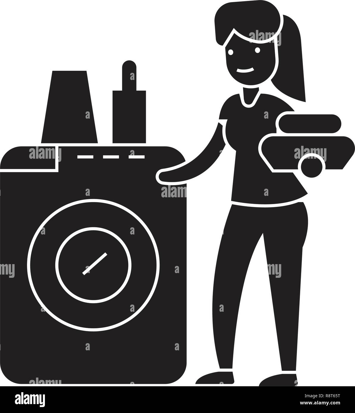 Lavaplatos concepto vector icono negro. Lavaplatos ilustración plana, signo  Imagen Vector de stock - Alamy