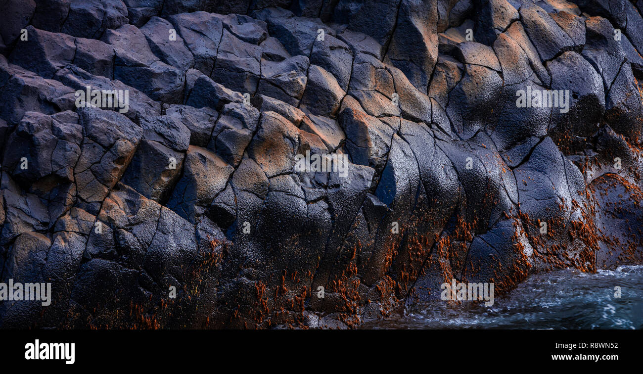 Basalto Seascape, Escudete negro, Australia Occidental Foto de stock