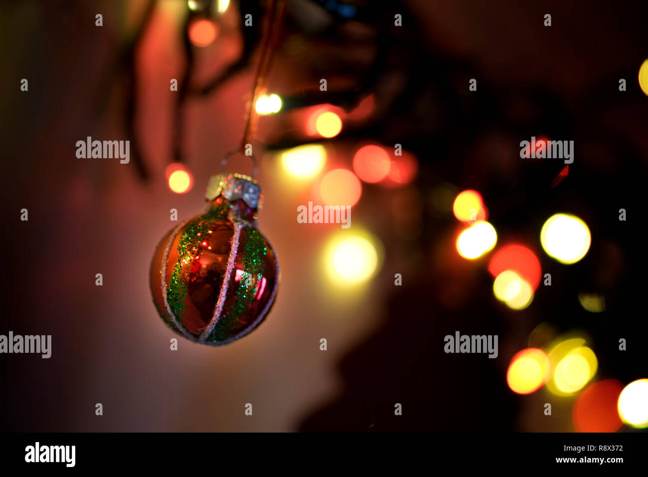 Adornos navideños closeup. Foto de stock
