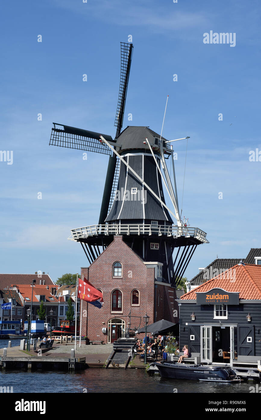 Molino de viento de Adriaan Spaarne Moulin de Haarlem, Holanda Países Bajos Foto de stock