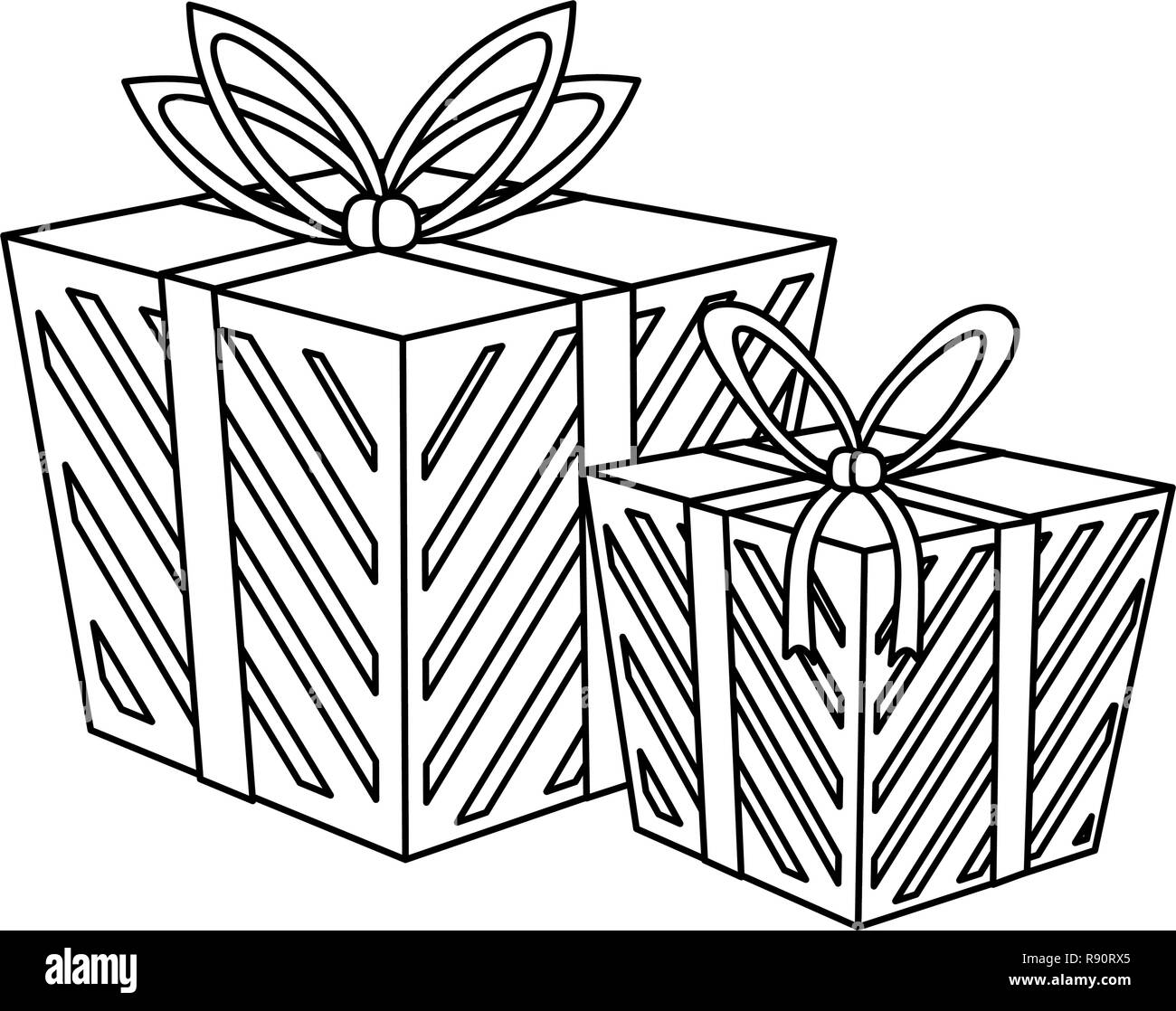 Cajas de Regalo de navidad en blanco y negro Imagen Vector de stock - Alamy