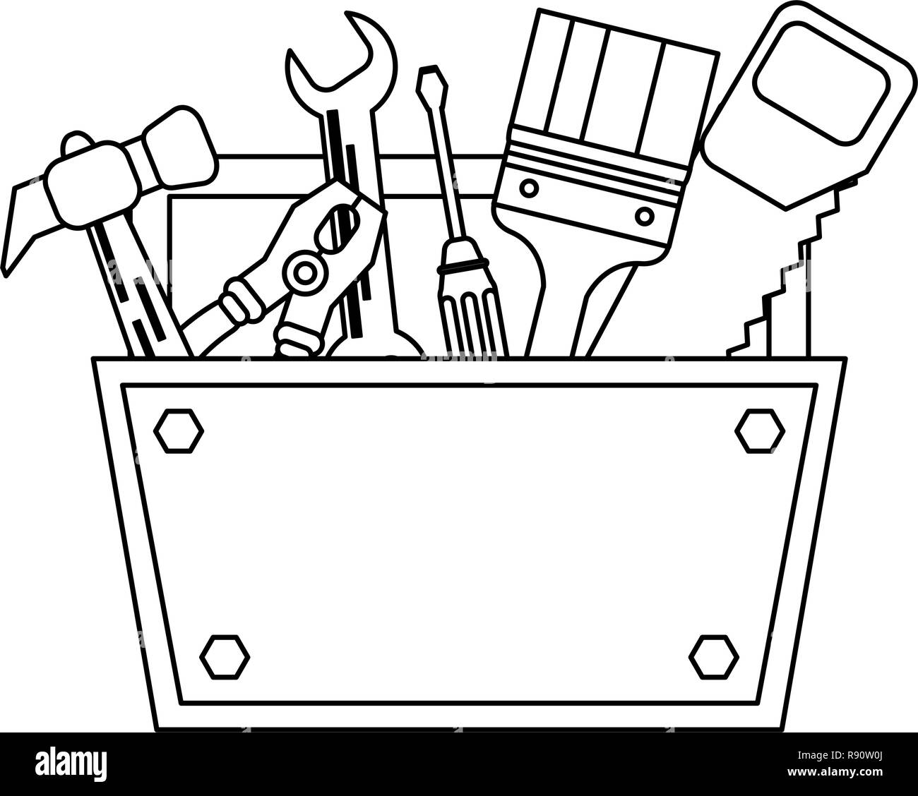 Herramientas y elementos de construcción en blanco y negro Imagen Vector de  stock - Alamy