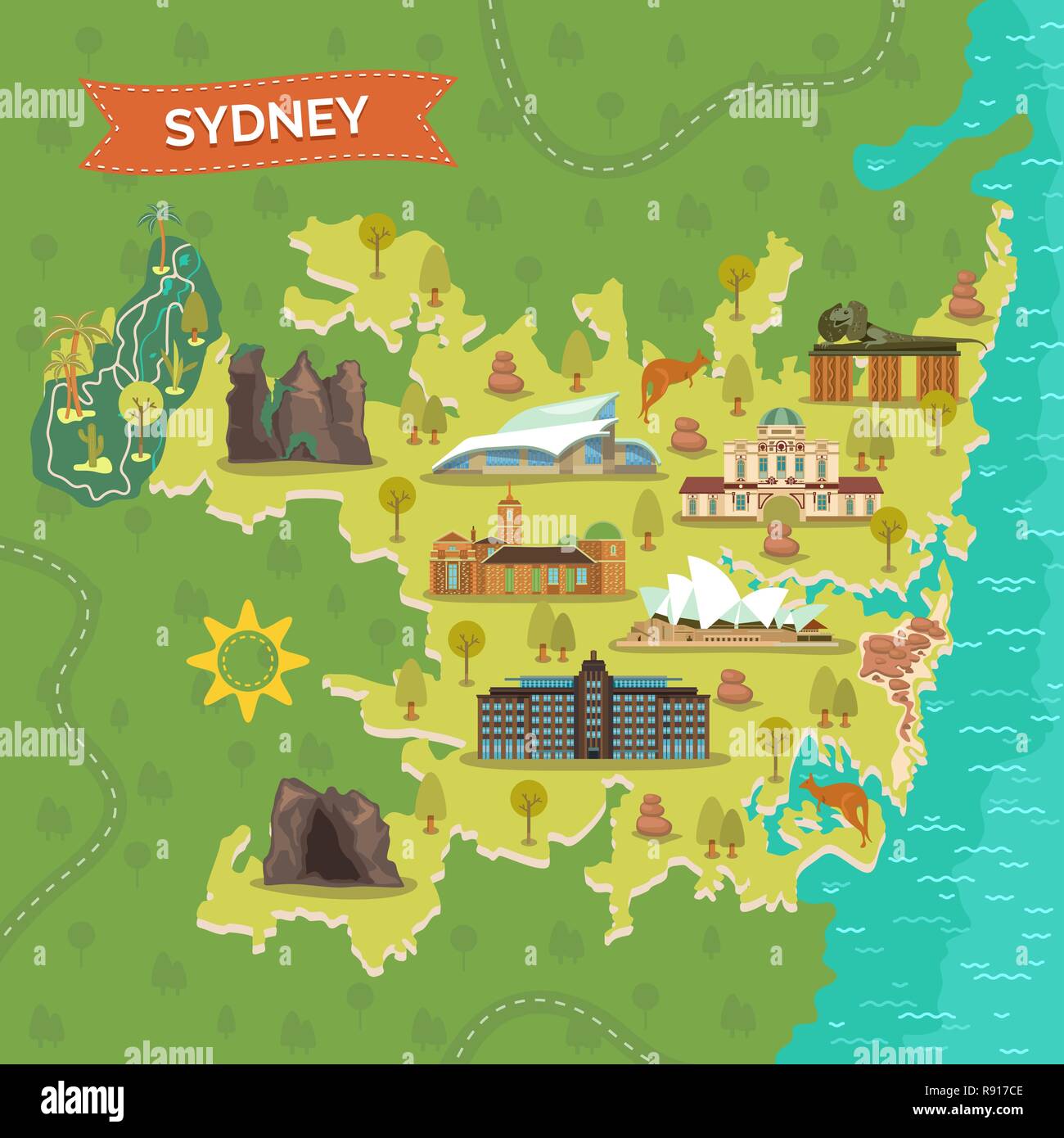 Mapa de Sydney con hitos Ilustración del Vector