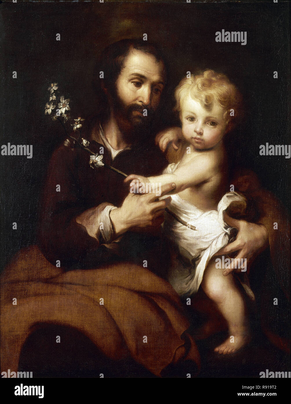 San José con el Niño Jesús en brazos. Siglo xvii. Barroco español. Madrid, Museo Lázaro Galdiano