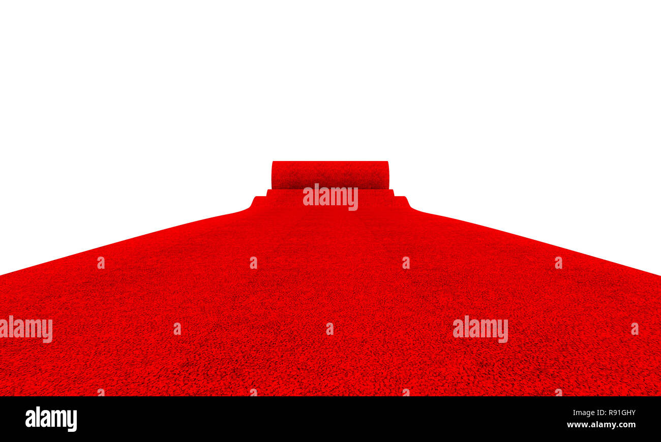 Alfombra roja sobre fondo blanco de la imagen 3D rendering Foto de stock