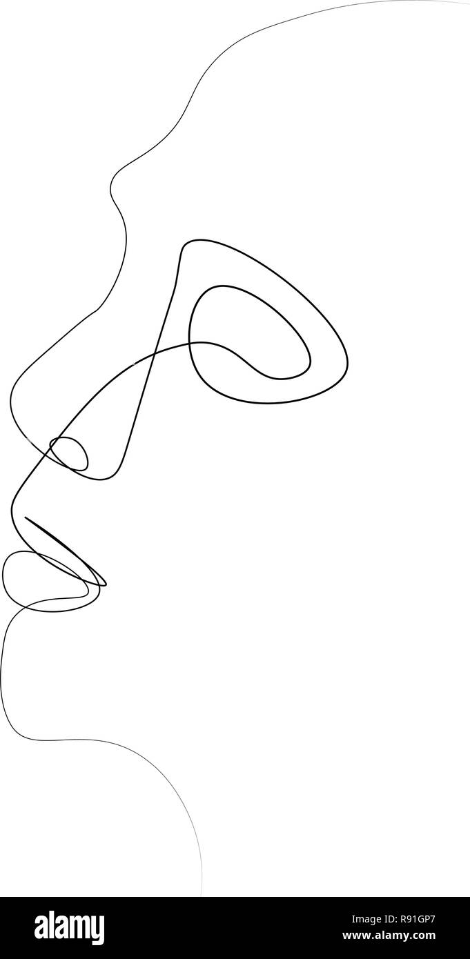 Hombre de una sola línea. Ilustración vectorial de la cara de un hombre  negro sobre un fondo blanco Imagen Vector de stock - Alamy