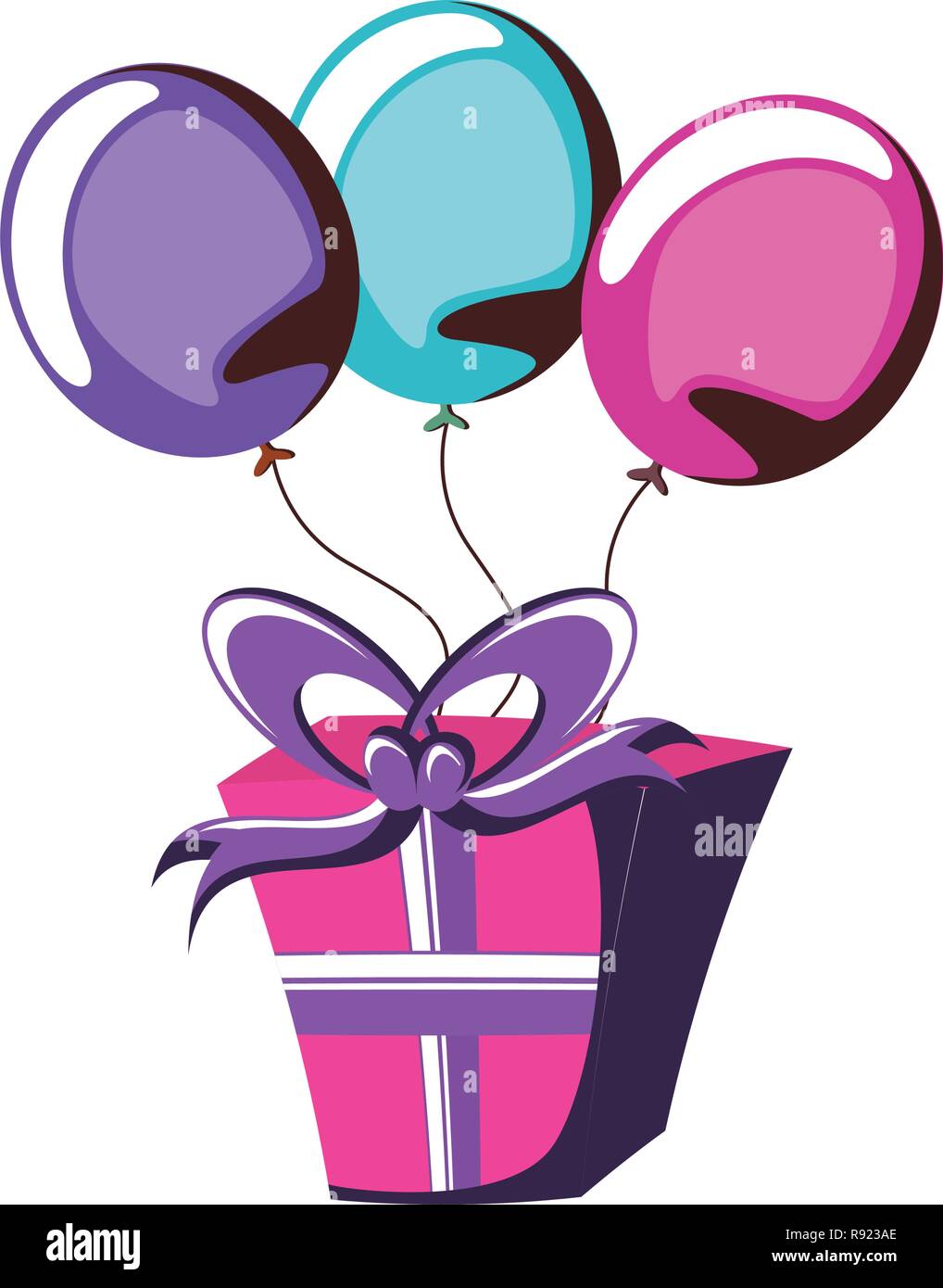 Actualmente la caja de regalo con globos de helio, diseño de ilustraciones  vectoriales Imagen Vector de stock - Alamy